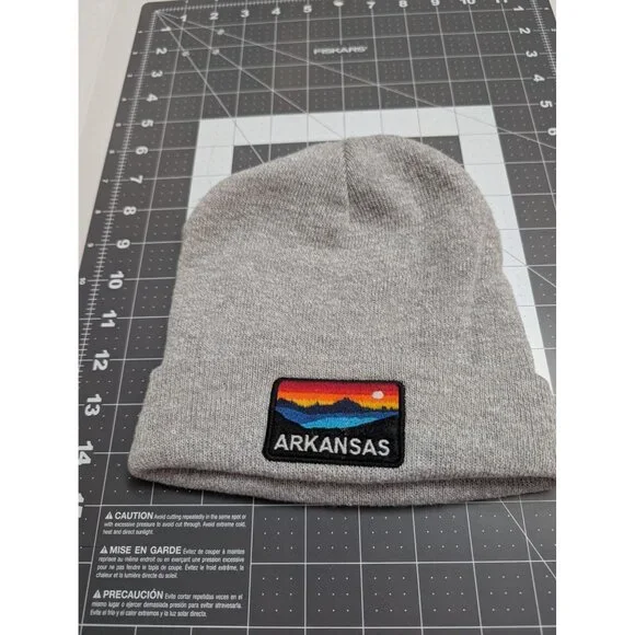 Legacy Gray Knit Beanie Arkansas sunset lake patch winter hat adult size - Picture 1 of 6